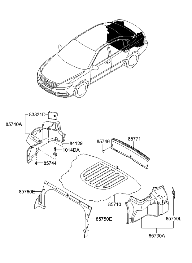 Kia 857532G900VA Cover Assembly-Luggage Rear