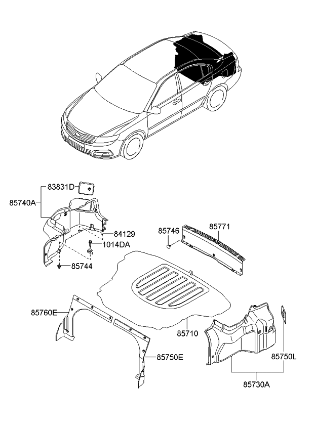 Kia 857102G301VA Mat Assembly-Luggage Cover