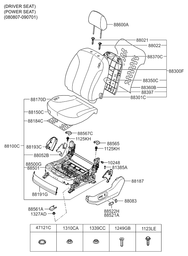Kia 883052GHA2AG8 Front Seat Driver Back Assembly 883052GHA2AG8 Kia Front Seat Driver Back Assembly