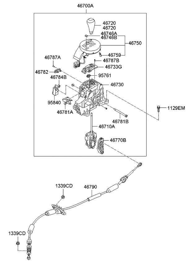 Kia 467202G500T0 Knob Assembly-Gear Shift