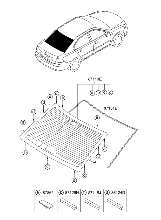 Kia 871102G220 Glass Assembly-Rear Window