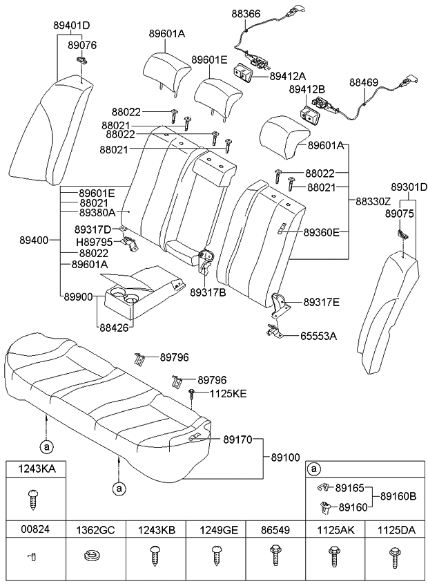 Kia 896002GHA0801 Back Assembly-Rear Seat Side
