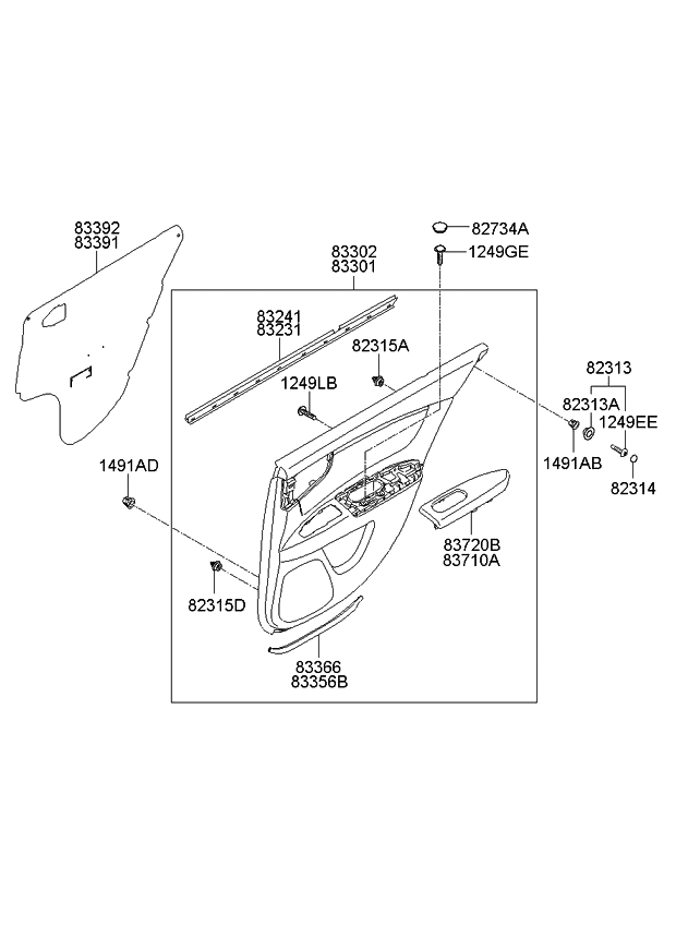 Kia 833012G081AJK Panel Complete-Rear Door Trim