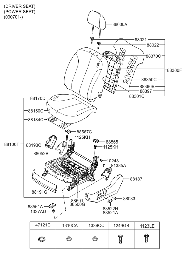 Kia 883672GHJ1809 Front Seat Back Driver Covering