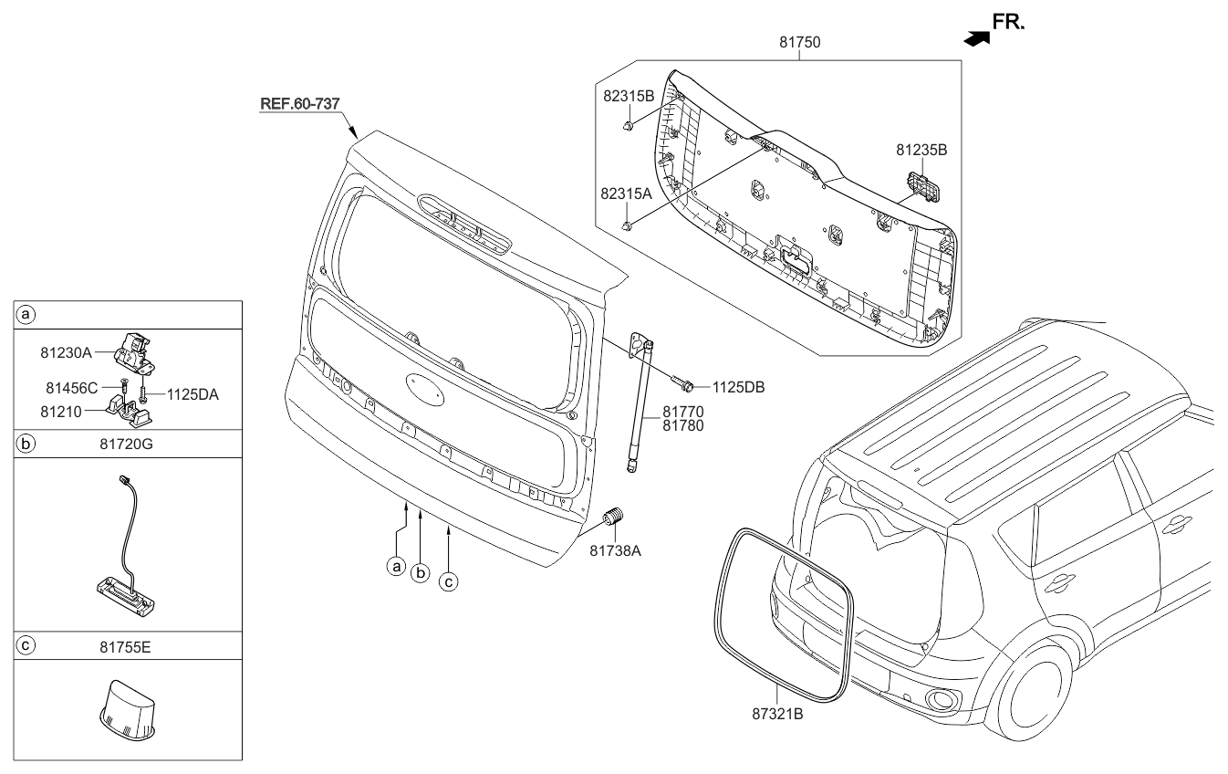 Kia 817552E000BF6 Handle-Tail Gate Pull