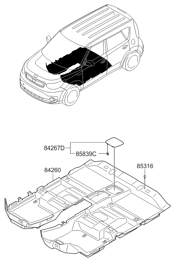 Kia 84260E4150GA6 Carpet Assembly-Floor