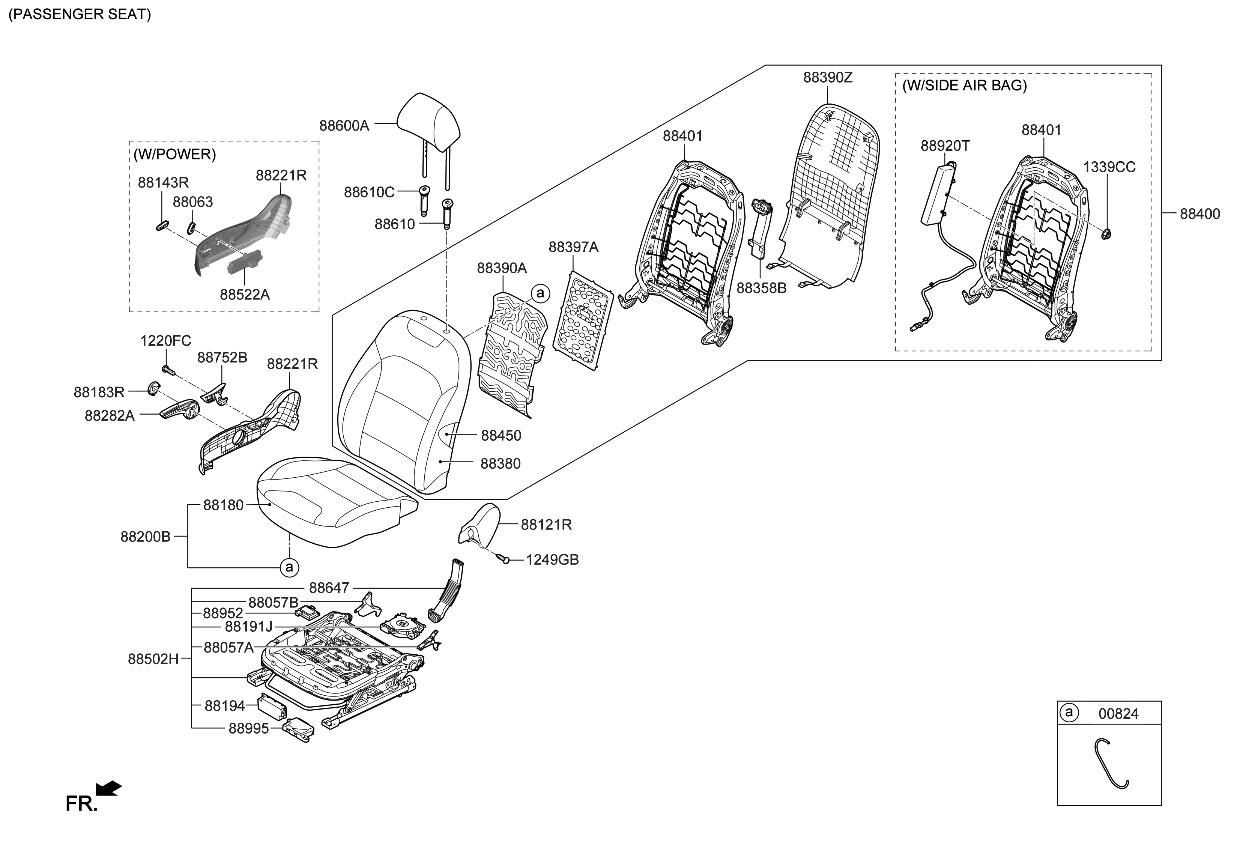 Kia 88260Q4050B3C Front Cushion Covering, Right