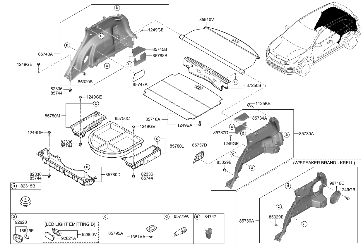 Kia 85733Q4000WK Cover-Luggage Side,L