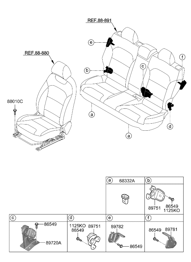 Kia 89T80Q4000 STRIKER Assembly-Rr Seat