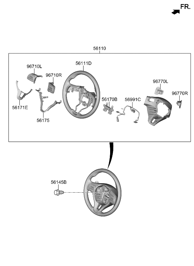 Kia 56111Q4200DXC Steering Wheel Body