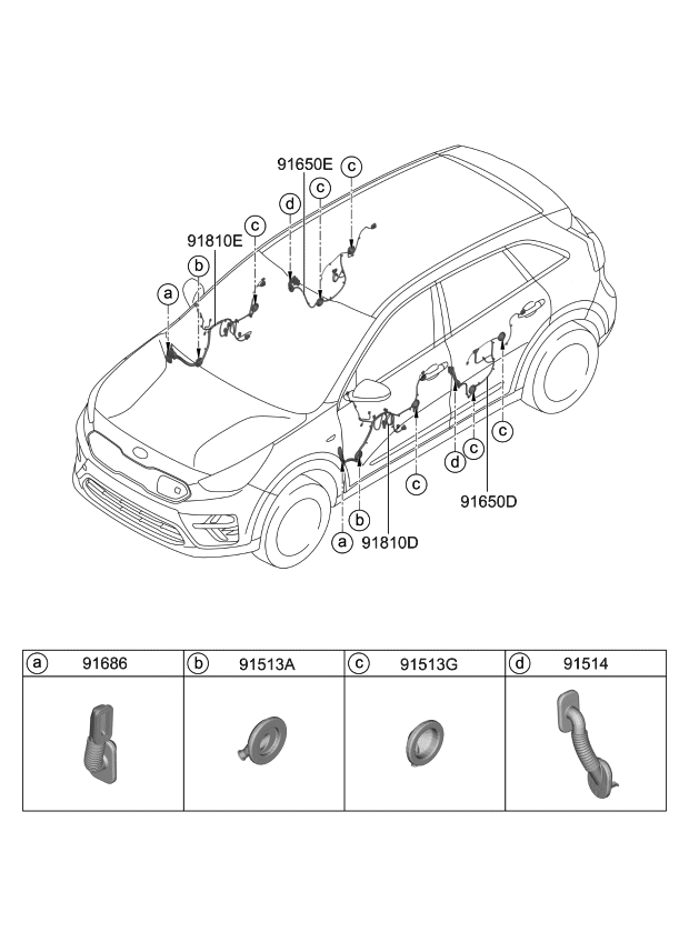 Kia 91620Q4010 Wiring Assembly-Rr Dr LH