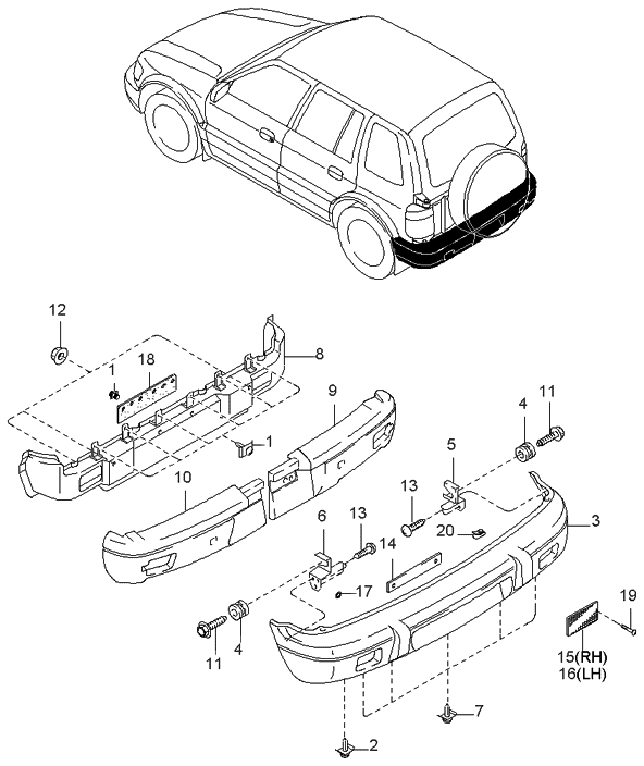 Kia 0K01850226D Plate-Side Bumper,RH