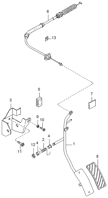 Kia 0K01141640E RETAINER-Accelerator