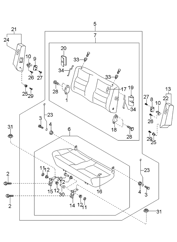 Kia 0K01D57400G96 Seat-RSIDE,LH