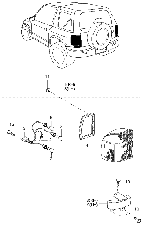 Kia 0K01B51150A Lamp-Rear Combination,RH