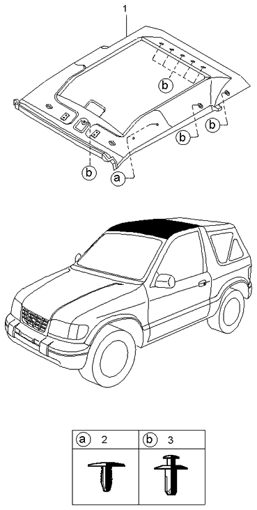 Kia 0K01268030J06 Top Ceiling Assembly Front