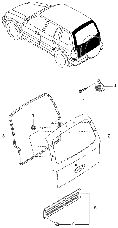 Kia 0K01863761B Weatherstrip-Tail Gate