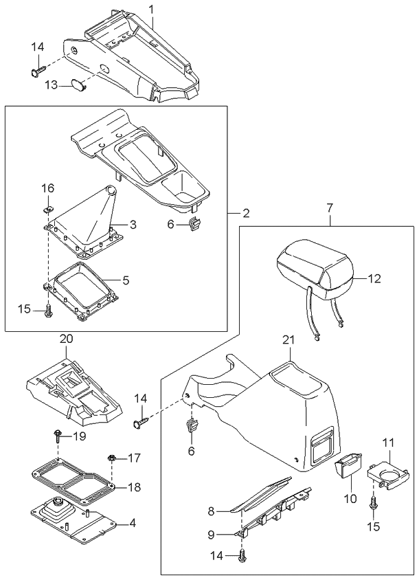 Kia 0K08D64330D Console Panel Assembly-Front