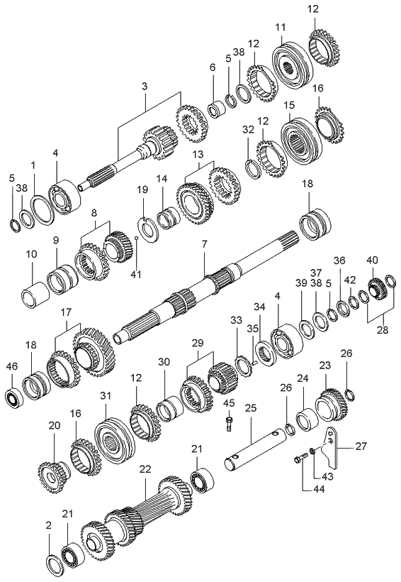 Kia 0K01117221 Shaft-Main