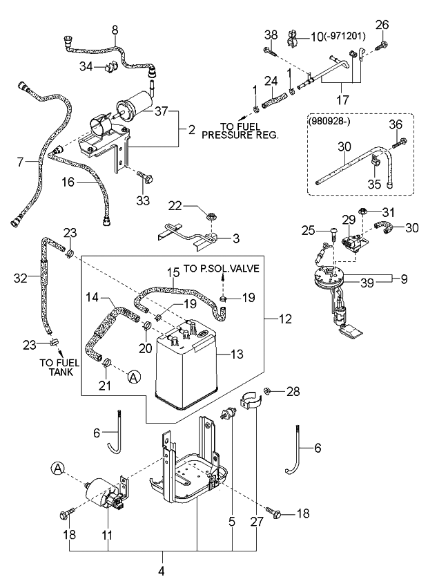 Kia 0K01C13971A Hose-Canister