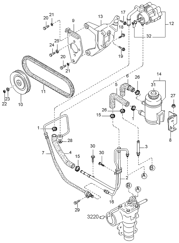 Kia 0K01232605B Bracket-Power Steering