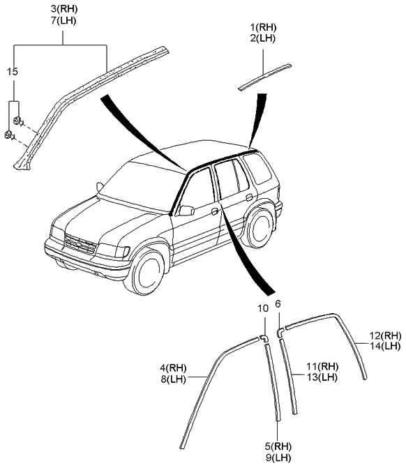 Kia 0K01858770A Drip WEATHERSTRIP,RH