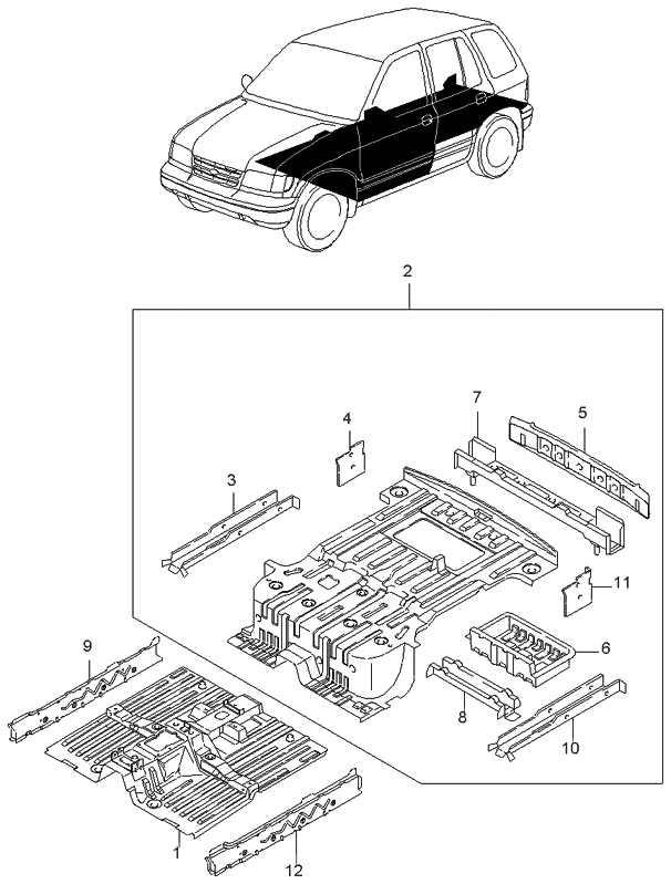 Kia 0K01F53871 CROSSMEMBER Floor