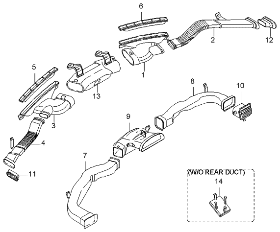 Kia 0K08B60813C Air Duct-Center