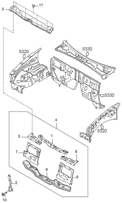 Kia 0K01856371A Board-Seal,Upper,RH