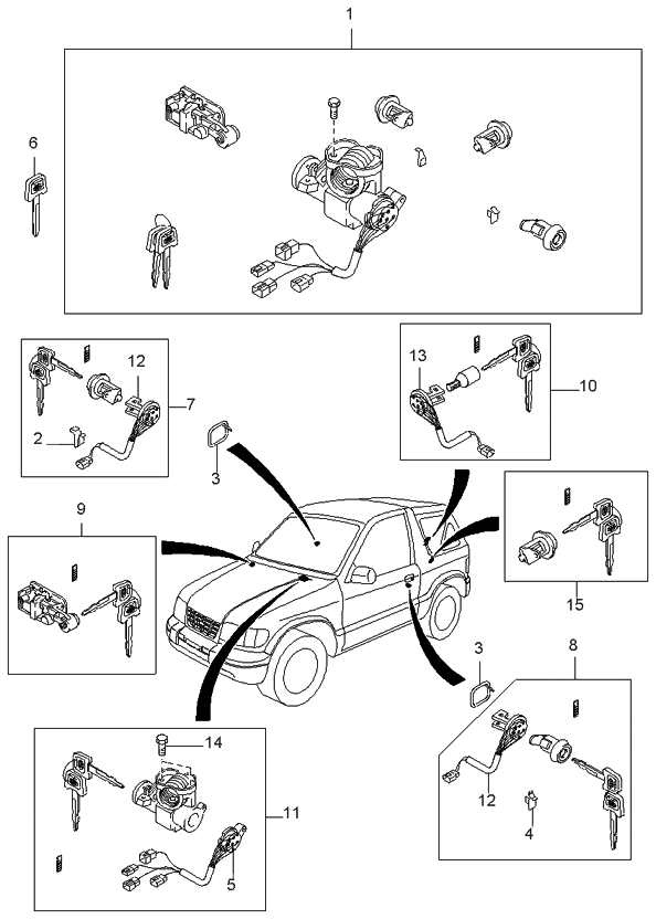 Kia 0K08E0901096 Key Set