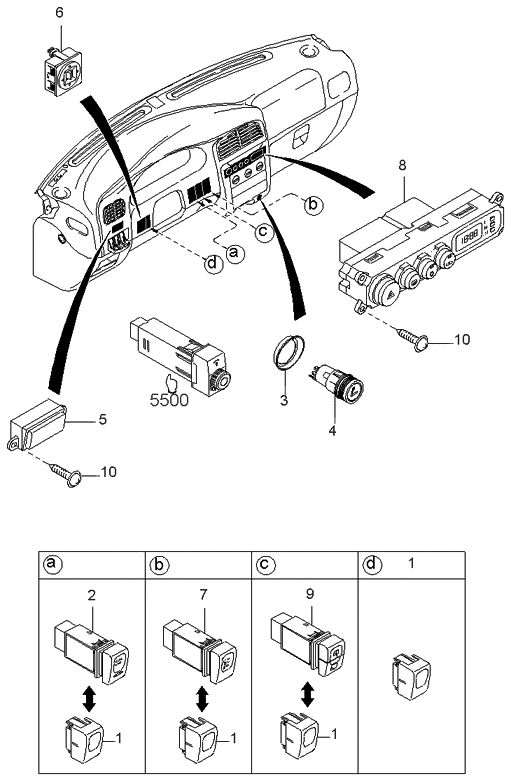 Kia 0K08666640A Unit-Center Control