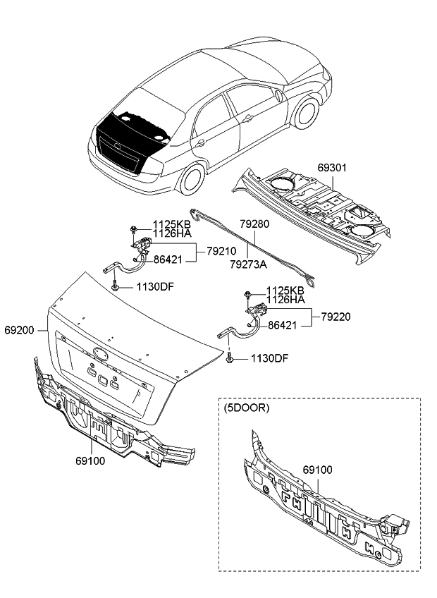 Kia 792832F020 Bar-Trunk Lid Hinge