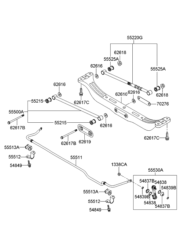 Kia 555112F100 Bar-Rear Stabilizer