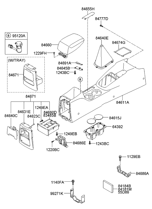 Kia 846912F100VA Cover Assembly-Parking Brake Le