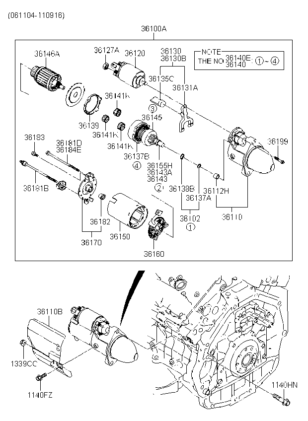 Kia 3613925011 Packing-Starter