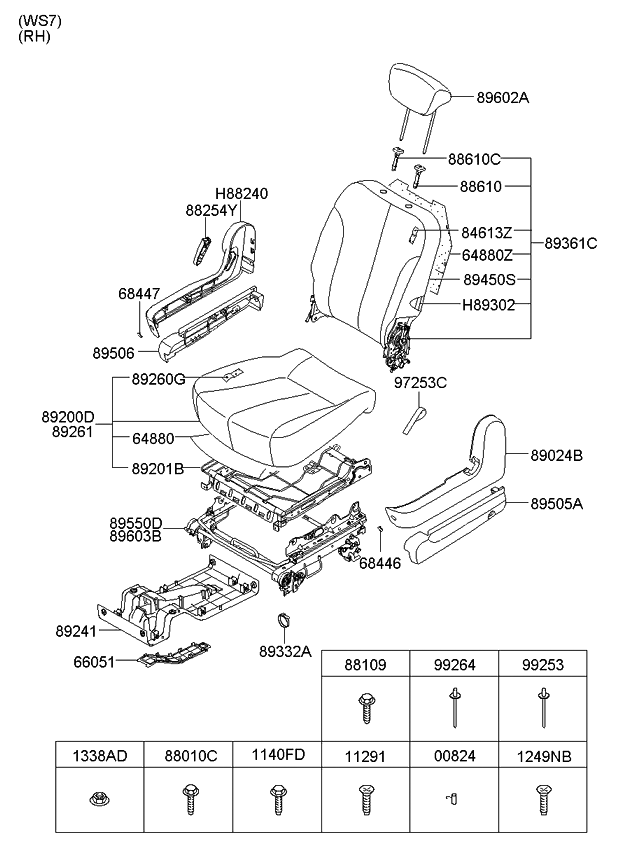 Kia 891874D170KS Cover Assembly-Cushion Regulator