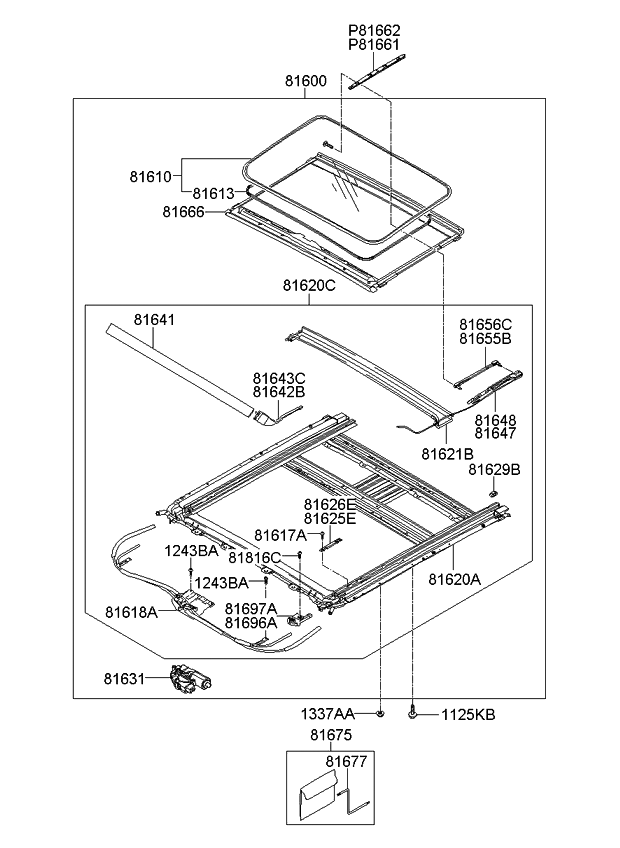 Kia 816664D001TW Sunshade Assembly-Sunroof