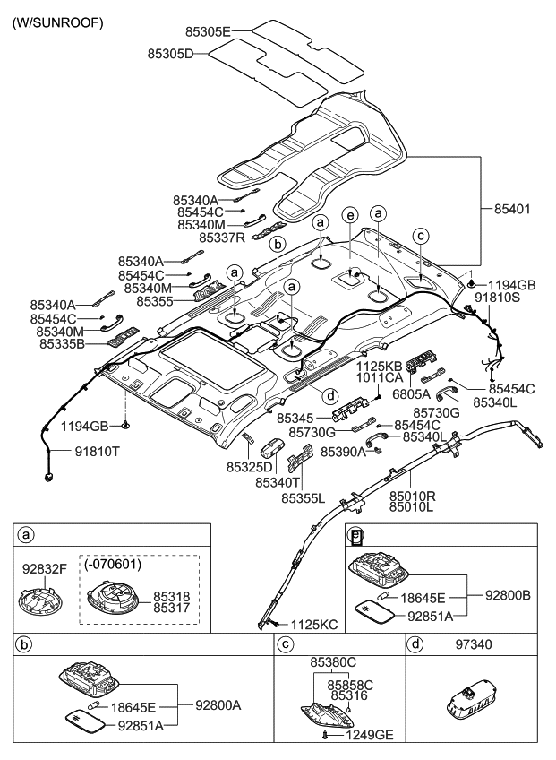 Kia 853054D501 Pad-Roof No 4