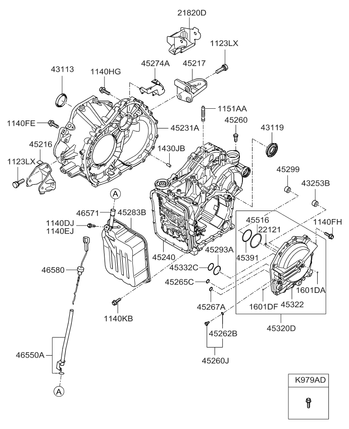 Kia 453213A500 Cover-End Clutch