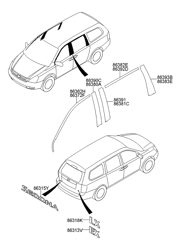 Kia 863624D001 Black Tape-Front Door Frame 863624D001 Kia Black Tape-Front Door Frame