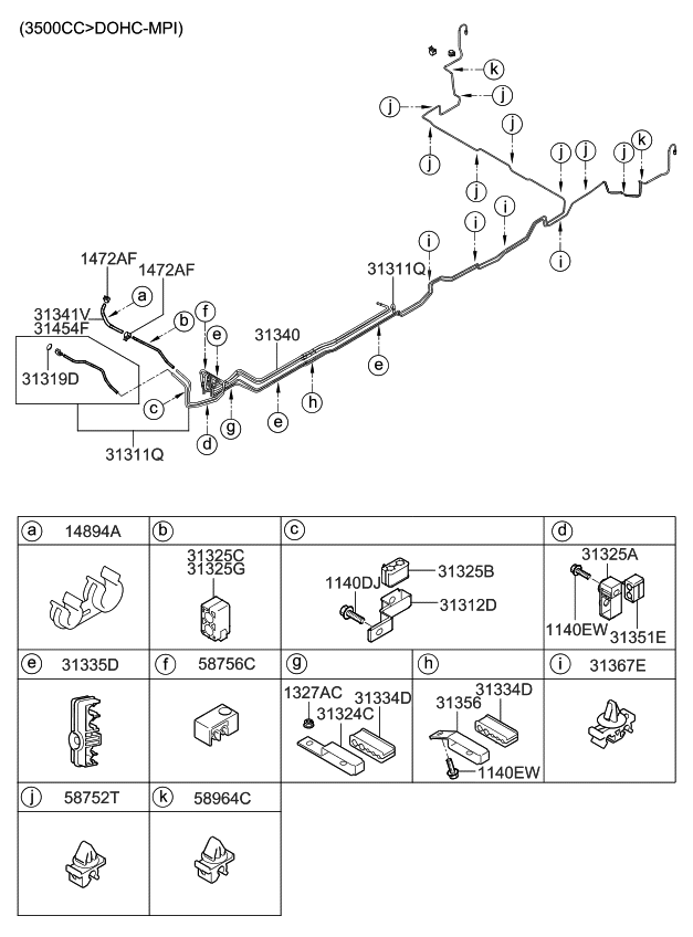 Kia 313414D570 Vapor Tube & Hose