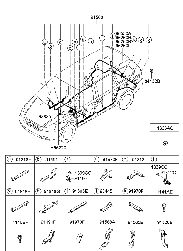 Kia 913324D503 Wiring Assembly-Floor