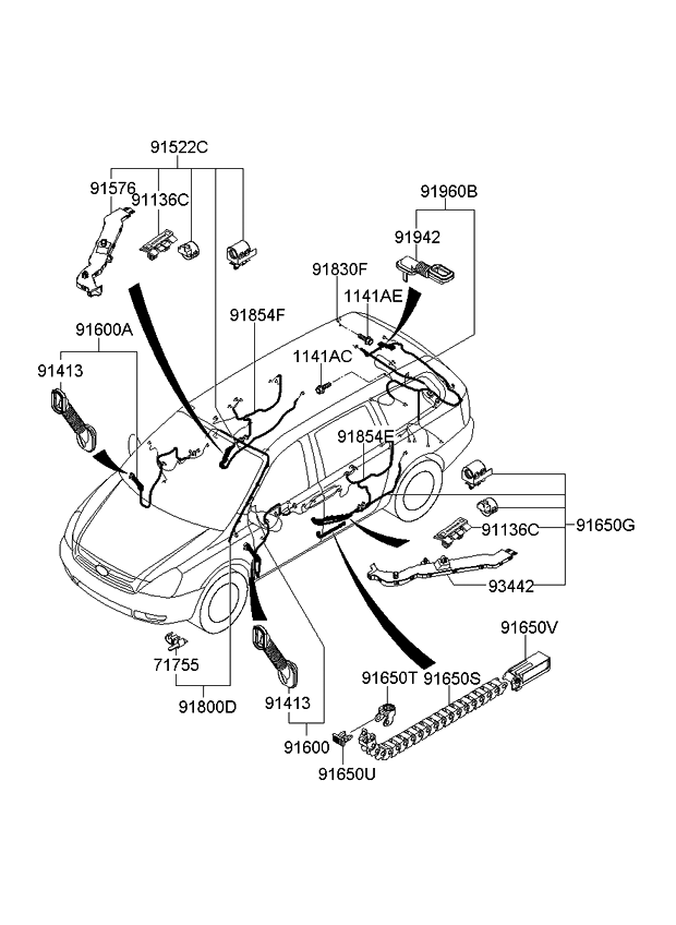 Kia 918034D600 Wiring Harness-Roof