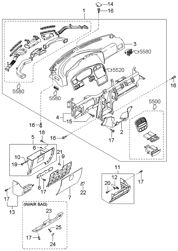 Kia 0K07A55211D70 Panel-INSTRUMNT Panel Center