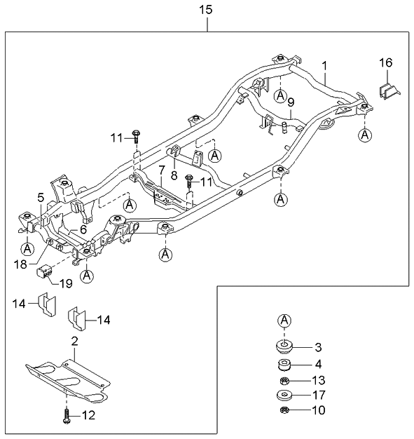 Kia 0K07A38010 Frame Assembly