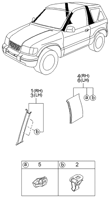 Kia 0K08F68210E96 Trim Assembly-B Pillar Upper