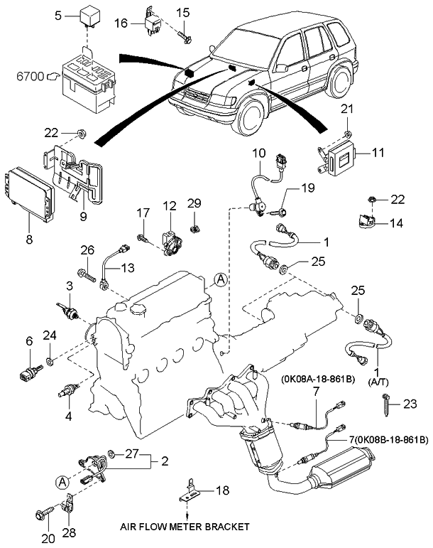 Kia 0K01267BD1A Bracket-Diagnosis