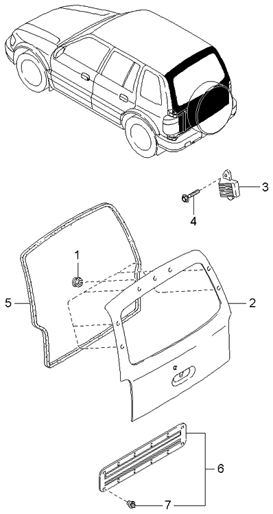 Kia 0K01863761C Weatherstrip-Tail Gate