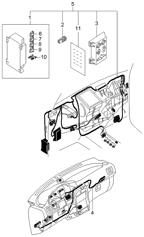 Kia 0K07F67030F Wiring Assembly-INSTRUMNET