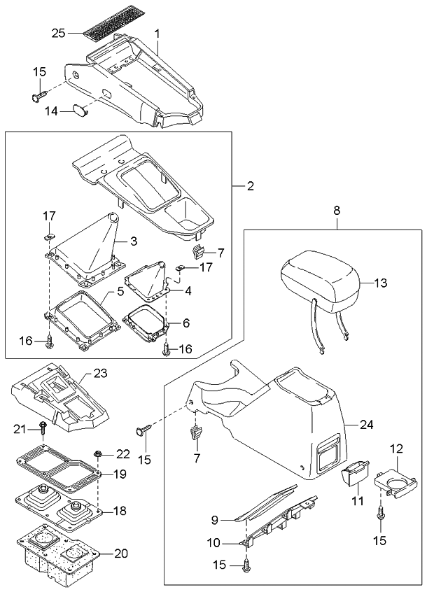 Kia 0K07A64410A96 Console Assembly-Rear